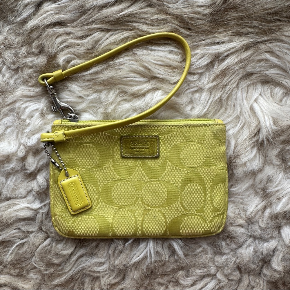 Coach Yellow Signature Monogram Wristlet